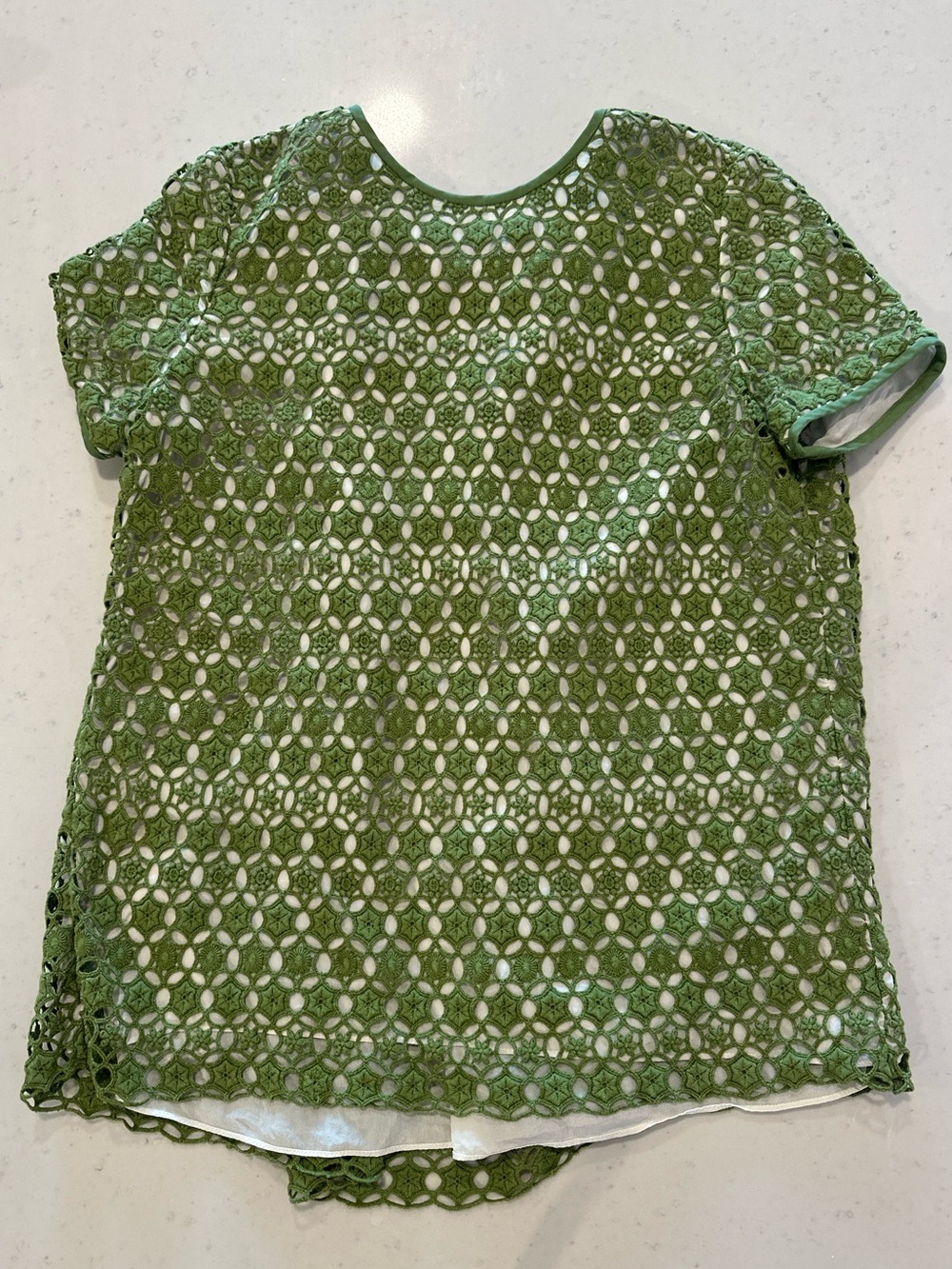 NWOT Tory Burch Green Silk + Cotton Blouse Size XS Designer Luxury Premium prep